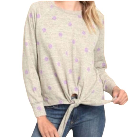 Perch by Blu Pepper NWOT Polka Dot Purple & Gray Sweatshirt Size 2XL - Picture 1 of 5